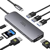 USB C zu Dual HDMI Hub 8 in 1 USB C Docking Station Dual Monitor auf 2 HDMI, 3 USB 3.0,100W PD, SD/TF Kartenleser USB C Hub USB C Adapter für Dell XPS 13/15, Dell Latitude 7400, Lenovo Thinkpad T480