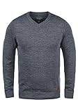 Blend Dansel Herren Strickpullover Feinstrick Pullover Mit V-Ausschnitt Und Melierung, Größe:M, Farbe:Ensign Blue (70260)