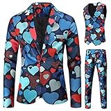 Herren 3 Stück Slim Fit Anzug Set Männer Elegant Business Casual Blazer Anzüge Party Bräutigam Kleider Mantel + Weste + H