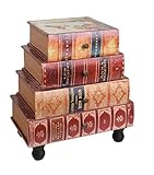 ts-ideen Kommode Bücherregal Schrank im Vintage Antik Buch Look Nachttisch T