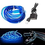 Balabaxer USB EL Wire Blau，3M/9.8FT Flexible Neonlichtröhre DC 5V Neonröhre Lichter Auto Innenverkleidung Lichtleiste für Innenverkleidung Gap Dekorative…