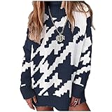 xswsmygsss Einfarbiger Damenpullover, Damen Herbst und Winter neues langärmeliges Jacquard-Bodenhemd, Strickpullover Damenp