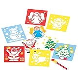 Baker Ross Schablonen mit Weihnachtsmotiven für Kinder - 6 Stück