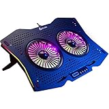 KLIM Halo + Laptop Kühler mit RGB Beleuchtung + 11' - 17' + Gaming Laptop Lüfter Pad für den Schreibtisch + USB Notebook Kühler + sehr stabil und leise + Kompatibel mit Mac und PS4 - NEU 2022