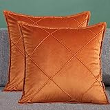 Matty-LZ Samt Einfach Weicher Kissenbezug Hochwertige Qualität Set, Dekorativ Sofa Kissenbezug Kissen Kissenhülle (18x18 Zoll / 45x45 cm, Orange (2er Set))