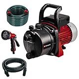 Einhell 4180286 Gartenpumpen-Set GC-GP 6538 Set/I (650 W,max.3.6bar,3800L/hFördermenge,Wassereinfüll-/-ablasschraube,inkl.4mSaugschlauch+20mGartenschlauch+Sprühpistole)