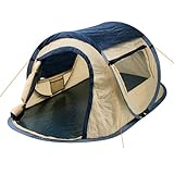 CampFeuer Zelt Quiki für 2 Personen | Creme/Blau | Wurfzelt Aufbau in 2 Sekunden, Wasserabweisend | Quicktent für Festival, Camping und mehr | Pop Up Zelt, Campingzelt, Automatik Z