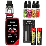 Riccardo Starterset, SMOK X-Priv + TFV12 Tank, E-Zigaretten Set mit umfangreichem Zubehör ohne Nikotin, Liquids Made in Germany, black/