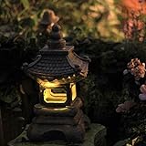 JYKFJ Im Freien japanische Stil Solar Zen Garten Lichter Skulptur, Laterne Pagode Garten Licht Solar Lampe Bauernhaus Balkon Statue Kreative Dekoration, 6,7 * 14 Z