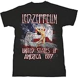 Led Zeppelin Herren Ledzeppelin_Stars N Stripes Usa '77_Men_bl_ts: M T-Shirt, Schwarz (Black Black), M