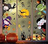 Voqeen Halloween Aufkleber Fenster Sticker Hexe Burg Fledermaus Halloween Party Dekorationen Elektrostatische Realistisch Deko Fensterbilder Wandaufkleber Weihnachtsaufkleber (A)