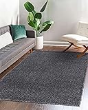 Shaggy Teppich Einfarbig - Langflor Hochflor 3 cm - Modern Teppiche fürs Wohnzimmer Schlafzimmer Esszimmer jeden Raum - Rechteckig Viele Farben & Größe - Grau Schwarz 70 x 200