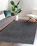 Shaggy Teppich Einfarbig - Langflor Hochflor 3 cm - Modern Teppiche fürs Wohnzimmer Schlafzimmer Esszimmer jeden Raum - Rechteckig Viele Farben & Größe - Grau Schwarz 70 x 300