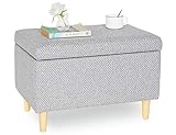 Sitzbank Gepolsterte mit stauraum, Sofa sitzhocker mit Deckel Pouf hocker schminktisch, sitzwürfel schuhbank truhenbank fußbank aus Leinen mit holzbeine, für Flur Schlafzimmer Wohnzimmer G