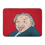 Kanaite Fußmatten Badteppiche Outdoor/Indoor Fußmatte 14. November Porträt von Albert Einstein Physiker Chemiker und Mathematiker im Retro Comic Pop Badezimmer Dekor Teppich Badtepp