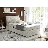 Lomadox Boxspringbett 120x200 cm Hotelbett Einzelbett Jugendbett, 7 Farben, elektr. verstellbar, Kopfteil aufklappbar, 7-Zonen Taschenfederkern-Matratze H2, Visco-Topp