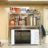2- Lagen Erweiterbares Lagerregal, Metallmikrowellenregal, Perfirrahmen, Multifunktionsmikrowellenofen, Schicht Hoch Einstellbar, 500 Mm (Size : 60cm*35cm*60cm)