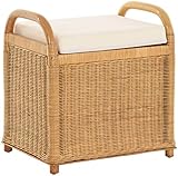 korb.outlet Rattan Sitzbank Sitzhocker mit Stauraum Rattanhocker mit Deckel Hocker (Honig)
