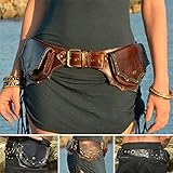 Mittelalterliche PU-Münztasche, Retro-Leder-Gürteltasche, Renaissance Erwachsene Viking Knight Pirate Cosplay Leder Vintage Tasche Gürtel Kleidungstasche, Outdoor-Sporttasche, verstellbar,Schw