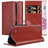 Cadorabo Hülle für LG X Power in Wein ROT – Handyhülle mit Magnetverschluss, Standfunktion und Kartenfach – Case Cover Schutzhülle Etui Tasche Book Klapp Sty