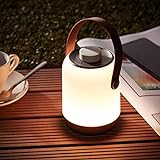 Lightbox LED Tischlampe für den Garten mit warmweißem Licht – Spritzwassergeschützte Tischleuchte mit Drehdimmer – Batteriebetrieben mit USB Anschluss – Farbe Weiß Höhe 12