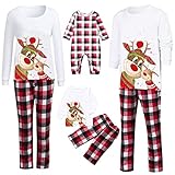 Sunnyuk Christmas Pyjama Family Weihnachtsmann Hirsch Kostüm Set Rundhals Nachtwäsche Baby Strampler Weihnachtspulli Schlafanzüge Top Pulli Hausanzug Familie Eltern Kind Junge Mädchen Winter W