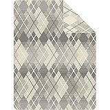 Ibena Navan Kuscheldecke 150x200 cm - Decke mit Rautenmuster grau, Pflegeleichte und kuschelweiche Baumwollmischung