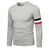 DaDuo Strickwaren Herren Slim Fit Spleißen Farbabstimmung Langarm Pullover Herren Rundhals Mode Einfachheit Sweatshirt Herren Business Work Atmungsaktiv Sweater Herren H-Grey2 M