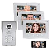 ELRO DV477IP3 WiFi IP Video Türsprechanlage-3-Familien-mit 3X 7-Zoll-Farbbildschirm-Color Night Vision-Live-Ansicht und Kommunikation via App, 3 F