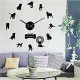 LTMJWTX Mixed Dog Breed Cavador 3D Acryl DIY Wanduhr Cavalier King Charles Spaniel Labrador Retriever Puppy Doggie Pet Wall Watch-27INCH