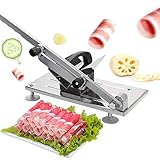 Hammelfleisch Edelstahlschneidemaschine,0,3mm-15 mm Dicke Manuelle Fleischschneider Rindfleischschneider Schweinefleischschneider Hotpot Gemüse Obst Fleischerbeil Heimküche’