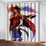 TTBBBB Blickdicht Vorhang Für Wohnzimmer Roter Anime-Charakter B 264 x H 242 cm Junge ​mit Mädchen Schlafzimmer Wohnzimmer Kinderzimmer - 3D Digitaldruck mit Ösen Thermo Vorhang