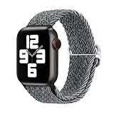 ATHEN Gewobenes Nylon Loop verstellbar für Apple Watch Braided Solo Loop Armband Ersatzarmband Series 1-7 & SE Sportarmband Stoffarmband einstellbar (Black-White, 38mm/40mm/41mm)