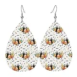 Halloween-Blumenstrauß weiße Leder-Ohrringe für Frauen Leder baumelnde Ohrringe Tropfen leicht Kunstleder Feder Ohrringe Blume L
