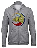 zagorka 46 The Doctor-Valentino Rossi Pilot Grau Kapuzenpullover Hooded Sweatjacken mit Full Zip Reißverschluss -9502 - GR