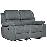 HOMCOM Doppelsofa Relaxliege Relaxsessel verstellbare Rückenlehnen Polyester Grau 141,5 x 95 x 94,5