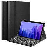 Fintie Tastatur Hülle für Samsung Galaxy Tab A7 10.4'' 2020 (SM-T500/T505/T507), Ultradünn leicht Schutzhülle mit magnetisch Abnehmbarer drahtloser Deutscher QWERTZ Bluetooth Tastatur, Schw