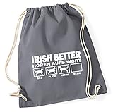 siviwonder Turnbeutel - IRISH SETTER Jagdhund Jäger Jagd Irland - HÖREN AUFS WORT Baumwoll Tasche Beutel g