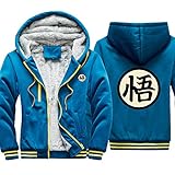 EMPERSTAR Goku Figuren Hoodie Damen Schwarz Herren Herbst Winter Dicke Sportjacke Anime Reißverschluss Pullover Mantel Blau 3XL