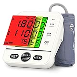 Blutdruckmessgerät Oberarm, Digitale Blutdruckmessgeräte Blood Pressure Monitor für Blutdruck und Herzfrequenz, Dual-User-Modus 198 Datensätze, 3-Farbiges Großes Display, 22-40cm Blutdruck