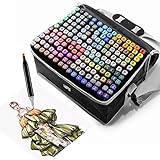 Farben Permanent Marker Set, Filzstifte, Graffiti Stift Permanent Marker, Twin Tip Textmarker, mit Tragetasche für Skizzieren, Malerei Coloring, Hervorhebungen und Unterstrei (168)