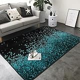 Sunzhenyu Teppich, 150 x 200 cm, glitzernd, Blaugrün, rutschfest, weich, für den Innenbereich, große Fläche für Wohnzimmer, Schlafzimmer, Waschküche, 150 x 200