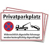 ENDJO 3X Warnaufkleber Privatparkplatz auf Kunststofffolie - Schild „Parkverbot“ - 30 x 20 cm, 90 µ