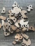 50 Streudeko Holz Teile Babyset Set Tischdeko Baby Schnuller Füßchen Geburt Taufe Deko N