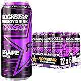 Rockstar Energy Drink XDurance Grape - Koffeinhaltiges Erfrischungsgetränk für den Energie Kick, EINWEG (12x 500ml)