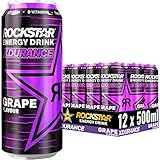 Rockstar Energy Drink XDurance Grape - Koffeinhaltiges Erfrischungsgetränk für den Energie Kick, EINWEG (12x 500ml)