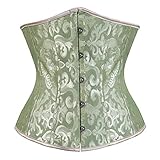 Sxybox Damen Satin Lace Up Korsett Unterbrust Waist Trainer Corsage Bustiers Shapewear,Grün,S