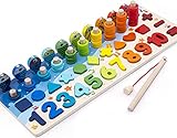 Montessori Lernspiel, magnetisches Angelspiel aus Holz, zum Lernen von Farben und Mathematik