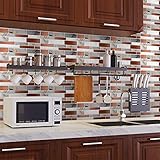 12/24/48 Stück Fliesenaufkleber PVC, Fliesen Klebefolie Selbstklebend Hitzebeständig Wasserdicht Fliesensticker für Küche Fliesendekor Wandaufkleber Mosaikstil (C-48 Stück)