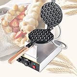 Waffeleisen,20CM 1400W Bubble waffeleisen,220V waffeleisen Runder,180 DrehenEdelstahl Ei Waffeleisen,Waffelgröße ,schwere Backplatten,Geeignet für Ausgangs- und Handelsgeb